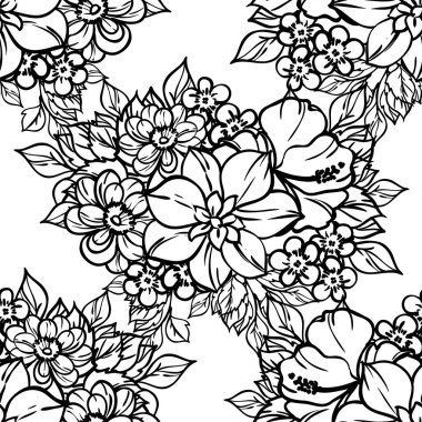 Güzel bir çiçek arkaplanı, eskiz tarzı. Vektör illüstrasyonu  