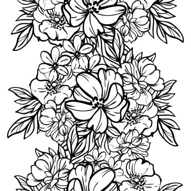 Güzel bir çiçek arkaplanı, eskiz tarzı. Vektör illüstrasyonu  