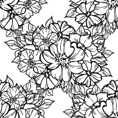 Güzel bir çiçek arkaplanı, eskiz tarzı. Vektör illüstrasyonu  