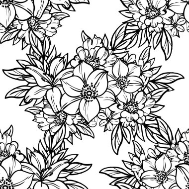 Güzel bir çiçek arkaplanı, eskiz tarzı. Vektör illüstrasyonu  