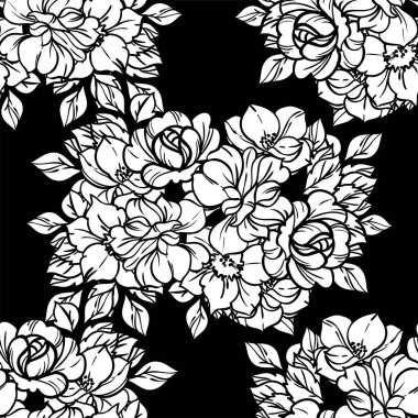 Güzel bir çiçek arkaplanı, eskiz tarzı. Vektör illüstrasyonu  