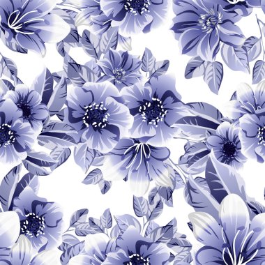 Güzel bir çiçek arkaplanı, eskiz tarzı. Vektör illüstrasyonu  