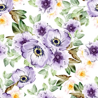 Güzel bir çiçek arkaplanı, eskiz tarzı. Vektör illüstrasyonu  