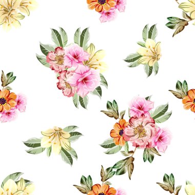 Güzel bir çiçek arkaplanı, eskiz tarzı. Vektör illüstrasyonu  