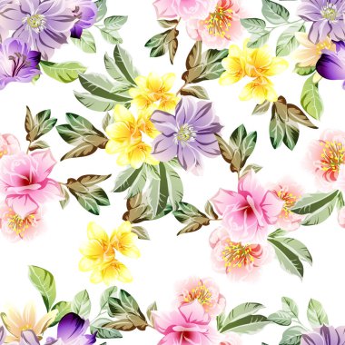 Güzel bir çiçek arkaplanı, eskiz tarzı. Vektör illüstrasyonu  