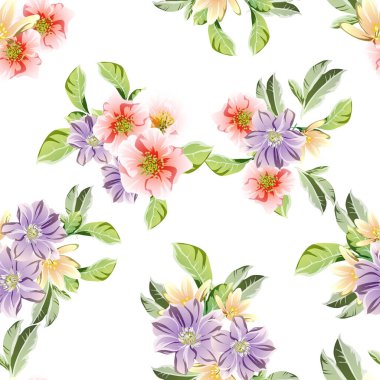 Güzel bir çiçek arkaplanı, eskiz tarzı. Vektör illüstrasyonu  