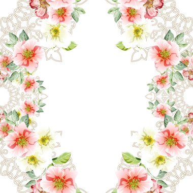 Güzel bir çiçek arkaplanı, eskiz tarzı. Vektör illüstrasyonu  