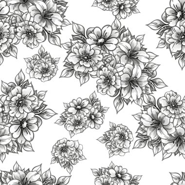 Güzel çiçek arkaplanı, eskiz tarzı.