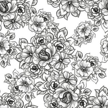 Güzel çiçek arkaplanı, eskiz tarzı.