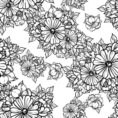 Güzel çiçek arkaplanı, eskiz tarzı.