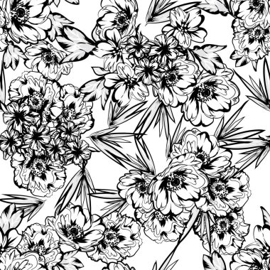 Güzel çiçek arkaplanı, eskiz tarzı.