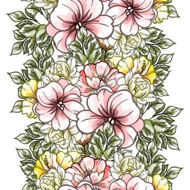 Renkli çiçek arkaplanlı soyut zarafet kusursuz desen