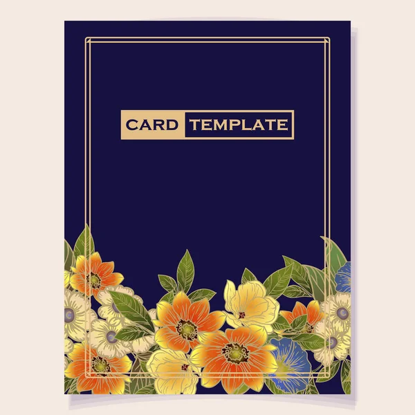 Çiçekli düğün davetiyesi ve mesajın için yer. vektör illüstrasyonu