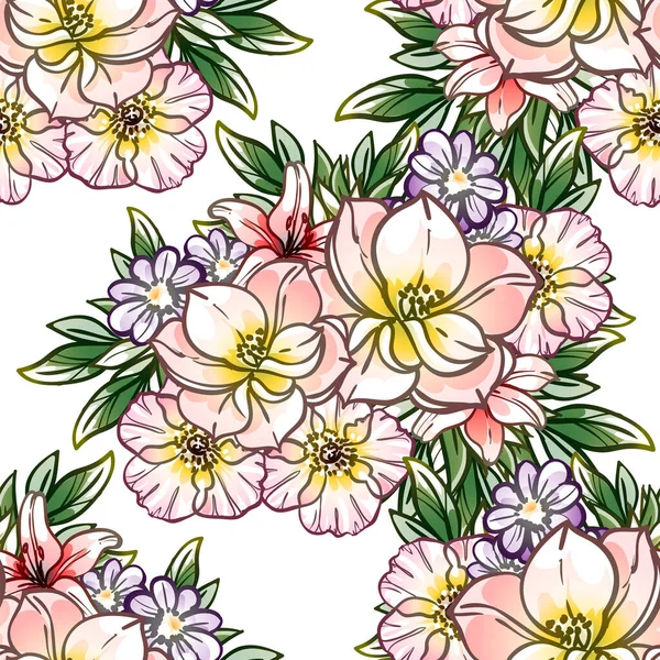 Renkli çiçek arkaplanlı soyut zarafet kusursuz desen