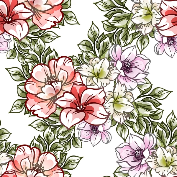 Renkli çiçek arkaplanlı soyut zarafet kusursuz desen