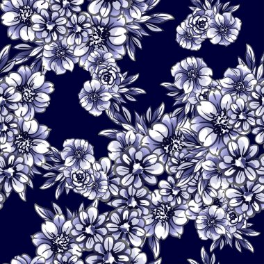 süslü çiçek arkaplanı, kusursuz vektör çizimi