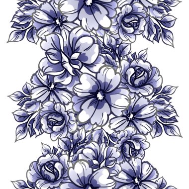 süslü çiçek arkaplanı, kusursuz vektör çizimi