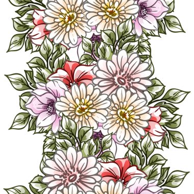 süslü çiçek arkaplanı, kusursuz vektör çizimi