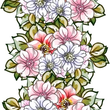 süslü çiçek arkaplanı, kusursuz vektör çizimi