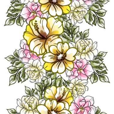 süslü çiçek arkaplanı, kusursuz vektör çizimi