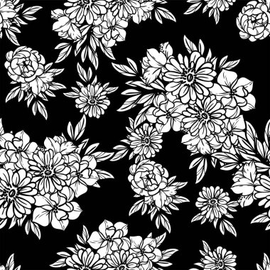 süslü çiçek arkaplanı, kusursuz vektör çizimi