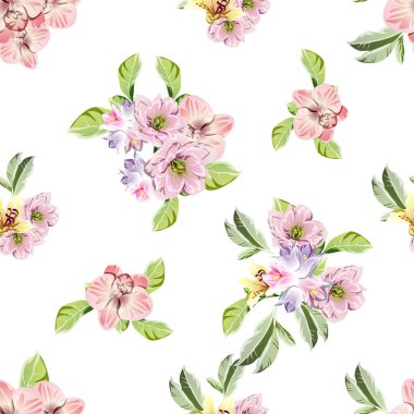 süslü çiçek arkaplanı, kusursuz vektör çizimi