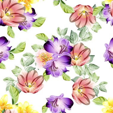 süslü çiçek arkaplanı, kusursuz vektör çizimi