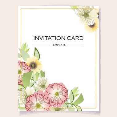 Kopya alanı olan çiçek kartı şablonu