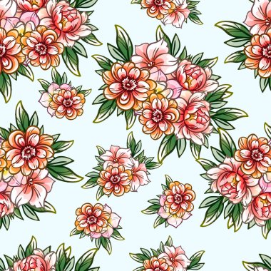 süslü çiçek arkaplanı, kusursuz vektör çizimi