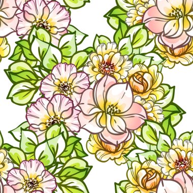 süslü çiçek arkaplanı, kusursuz vektör çizimi