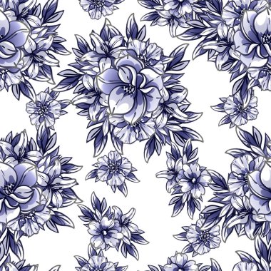 süslü çiçek arkaplanı, kusursuz vektör çizimi