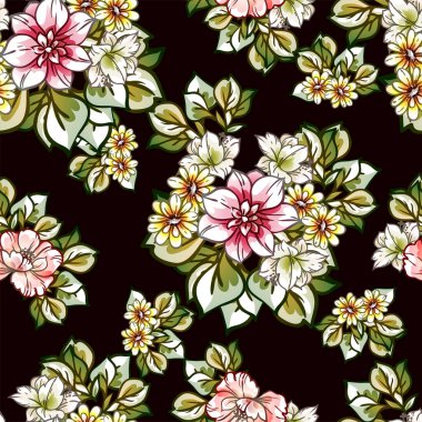 süslü çiçek arkaplanı, kusursuz vektör çizimi