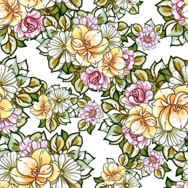 süslü çiçek arkaplanı, kusursuz vektör çizimi