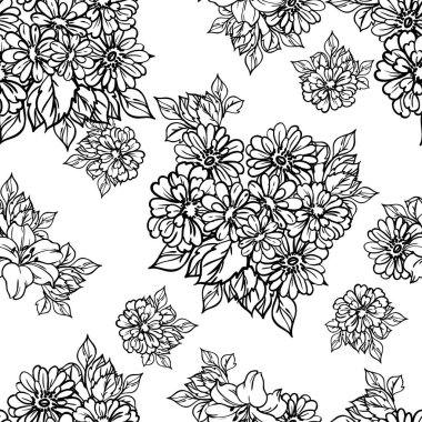 süslü çiçek arkaplanı, kusursuz vektör çizimi