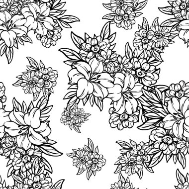 süslü çiçek arkaplanı, kusursuz vektör çizimi