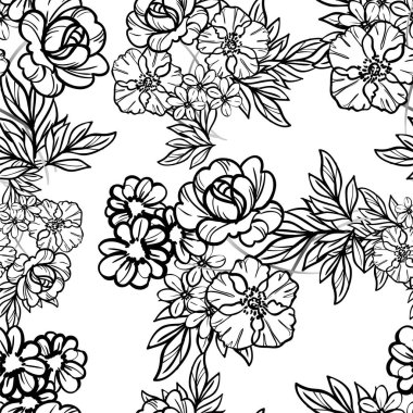 süslü çiçek arkaplanı, kusursuz vektör çizimi