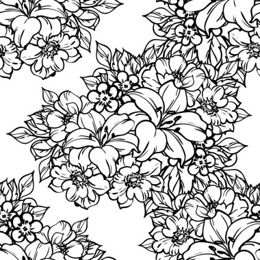 süslü çiçek arkaplanı, kusursuz vektör çizimi