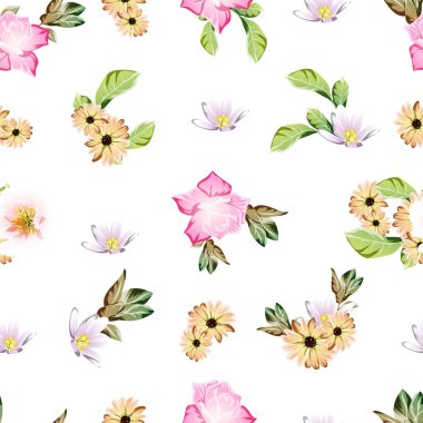 süslü çiçek arkaplanı, kusursuz vektör çizimi