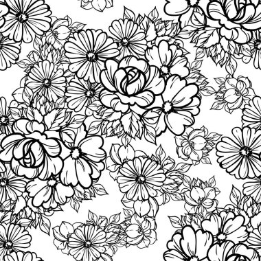 süslü çiçek arkaplanı, kusursuz vektör çizimi