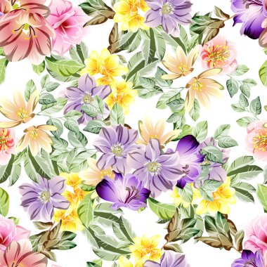 süslü çiçek arkaplanı, kusursuz vektör çizimi