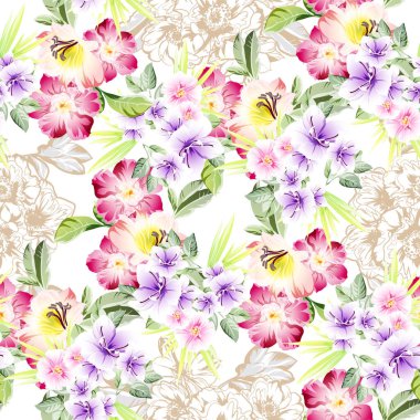 süslü çiçek arkaplanı, kusursuz vektör çizimi