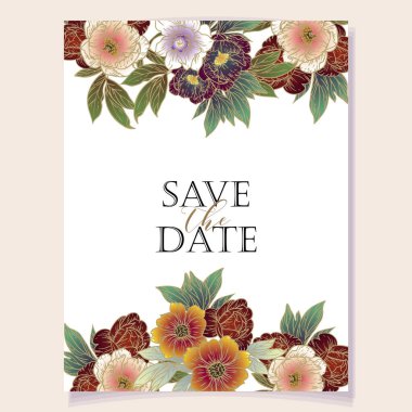 Kopya alanı olan çiçek kartı şablonu