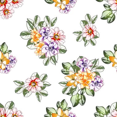 süslü çiçek arkaplanı, kusursuz vektör çizimi