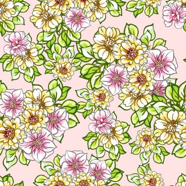 süslü çiçek arkaplanı, kusursuz vektör çizimi