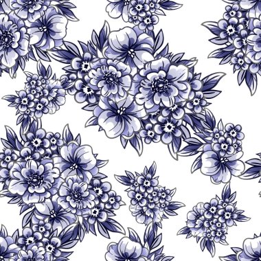 süslü çiçek arkaplanı, kusursuz vektör çizimi
