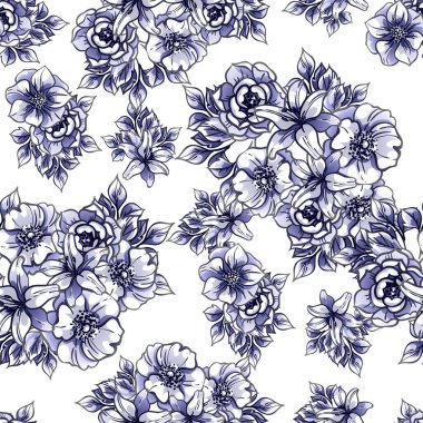 süslü çiçek arkaplanı, kusursuz vektör çizimi