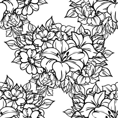 süslü çiçek arkaplanı, kusursuz vektör çizimi