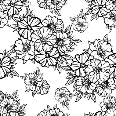 süslü çiçek arkaplanı, kusursuz vektör çizimi