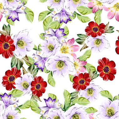 süslü çiçek arkaplanı, kusursuz vektör çizimi