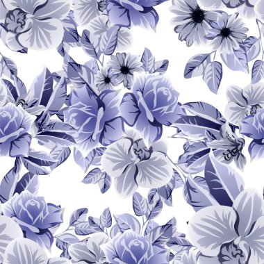 süslü çiçek arkaplanı, kusursuz vektör çizimi